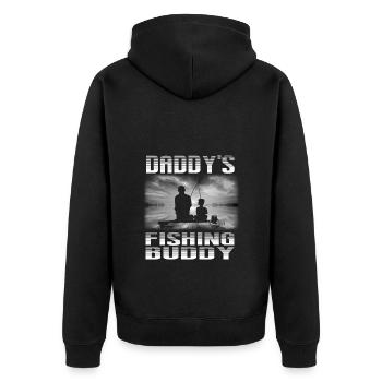 Daddys Fishing Buddy Angeln Karpfen - Unisex Premium Bio Zip Hoodie - Schwarz - Hinten - Nico (187cm)
