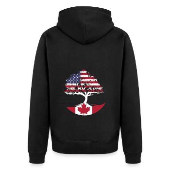 Canadian Roots American Grown Canada Flag - Unisex Premium Bio Zip Hoodie - Schwarz - Hinten - Nico (187cm)