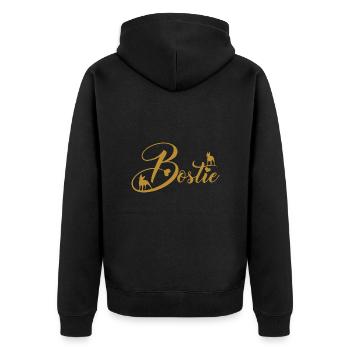Bostie Boston Terrier avec police décorative - Veste à capuche bio Premium Unisexe - noir - Dos - Nico (187cm)