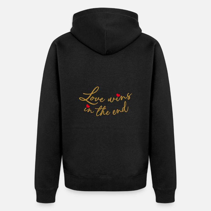 Die Liebe gewinnt schließlich - Unisex Premium Bio Zip Hoodie - Schwarz