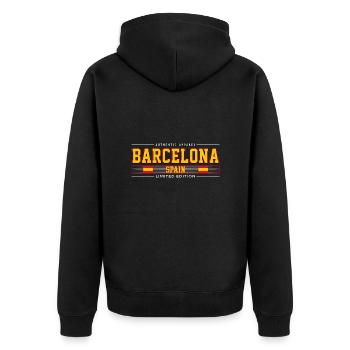 Barcelona - Unisex Premium Organic Zip Hoodie - black - Back - Nico (187cm)