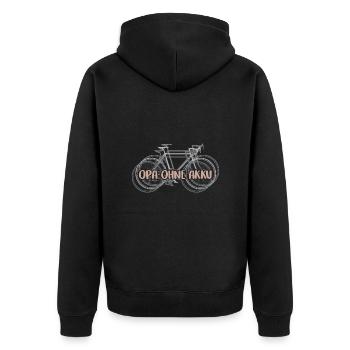Opa und Oma biken ohne Akku ohne Motor - Unisex Premium Bio Zip Hoodie - Schwarz - Hinten - Nico (187cm)