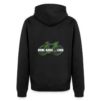Fahrrad fahren ohne Akku - logisch - Unisex Premium Bio Zip Hoodie - Schwarz - Hinten - Nico (187cm)