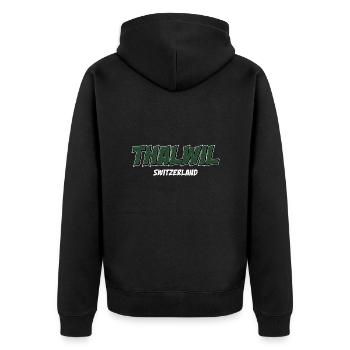 Thalwil - Unisex Premium Bio Zip Hoodie - Schwarz - Hinten - Nico (187cm)