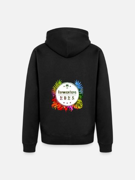 Formentera 2025 Multicoloured - Unisex Premium Organic Zip Hoodie - black