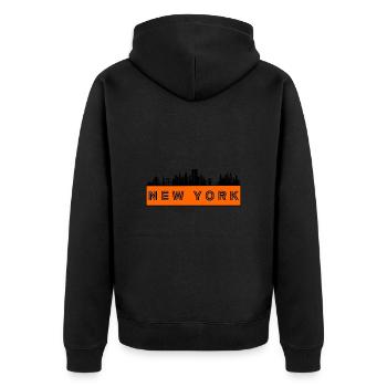 Stadt New York - USA Amerika - Unisex Premium Bio Zip Hoodie - Schwarz - Hinten - Nico (187cm)