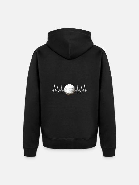 Golf Ball Heartbeat Golf - Unisex Premium Organic Zip Hoodie - black