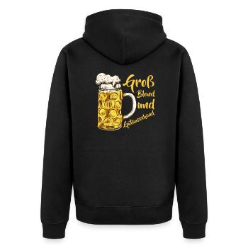 Groß Blond Gutaussehend Bier Weizenbier Alkohol - Unisex Premium Bio Zip Hoodie - Schwarz - Hinten - Nico (187cm)