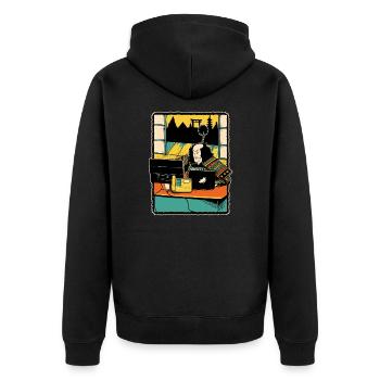 Samurai Computer Nerd Programmierer IT Webdesigner - Unisex Premium Bio Zip Hoodie - Schwarz - Hinten - Nico (187cm)