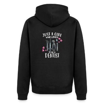 Juste une fille qui aime être dentiste Zahnärztin - Veste à capuche bio Premium Unisexe - noir - Dos - Nico (187cm)