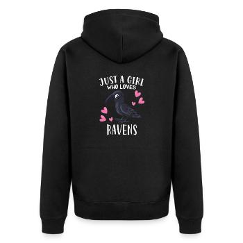 Funny Crow Lover Just A Girl Who Loves Ravens - Unisex Premium Organic Zip Hoodie - black - Back - Nico (187cm)