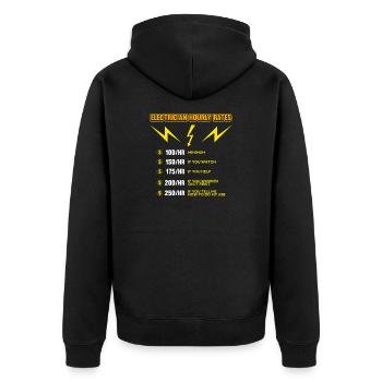 Lustige Handwerker Elektriker Elektroniker Gehalt - Unisex Premium Bio Zip Hoodie - Schwarz - Hinten - Nico (187cm)