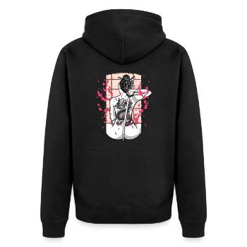 Tatouage de dragon japonais Samouraï Japon Fleur de cerisier - Veste à capuche bio Premium Unisexe - noir - Dos - Nico (187cm)