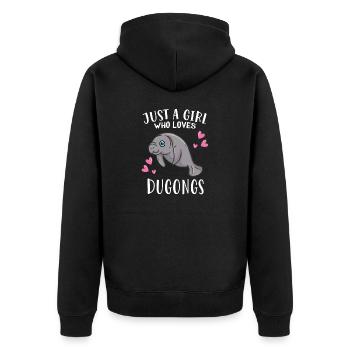 Dugong Seekuh Just A Girl Who Loves Dugongs - Unisex Premium Bio Zip Hoodie - Schwarz - Hinten - Nico (187cm)