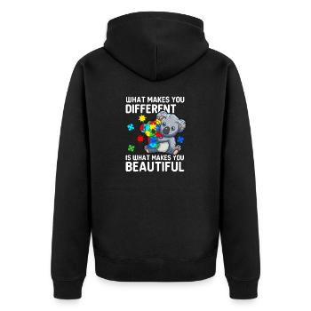 Soyez différent Autisme Mama Koala Autiste - Veste à capuche bio Premium Unisexe - noir - Dos - Nico (187cm)