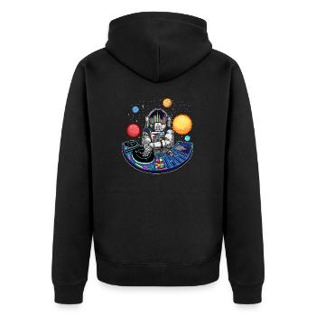 Techno Music Lover Space EDM Astronaut DJ - Unisex Premium Organic Zip Hoodie - black - Back - Nico (187cm)