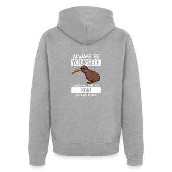 Kiwi Vogelliebhaber Birding Neuseeland Vögel - Unisex Premium Bio Zip Hoodie - Grau meliert - Hinten - Nico (187cm)