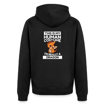 This Is My Human Costume I'm Really A Dragon - Unisex Premium Bio Zip Hoodie - Schwarz - Hinten - Nico (187cm)