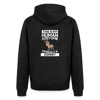 This Is My Human Costume I'm Really A Donkey - Unisex Premium Organic Zip Hoodie - black - Back - Nico (187cm)