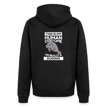 This Is My Human Costume I'm Really A Dugong - Unisex Premium Bio Zip Hoodie - Schwarz - Hinten - Nico (187cm)