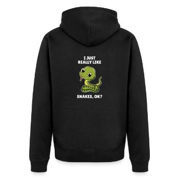 Reptile Lover Viper I Just Really Like Snakes OK - Unisex Premium Organic Zip Hoodie - black - Back - Nico (187cm)