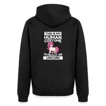 C’est mon costume humain Je suis vraiment une licorne - Veste à capuche bio Premium Unisexe - noir - Dos - Nico (187cm)