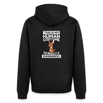 This Is My Human Costume I'm Really A Kangaroo - Unisex Premium Bio Zip Hoodie - Schwarz - Hinten - Nico (187cm)