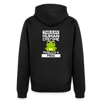 Grenouilles C’est mon costume humain Je suis vraiment une grenouille - Veste à capuche bio Premium Unisexe - noir - Dos - Nico (187cm)