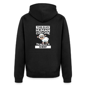 This Is My Human Costume I'm Really A Sheep - Unisex Premium Organic Zip Hoodie - black - Back - Nico (187cm)
