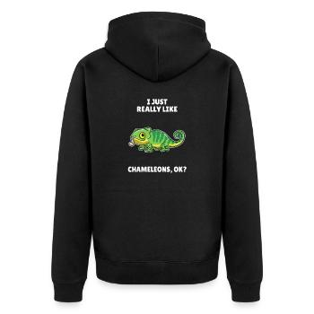 Reptile Lover I Just Really Like Chameleons OK - Unisex Premium Organic Zip Hoodie - black - Back - Nico (187cm)