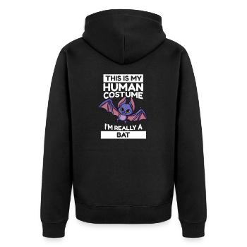 Fledermaus This Is My Human Costume I'm Really Bat - Unisex Premium Bio Zip Hoodie - Schwarz - Hinten - Nico (187cm)