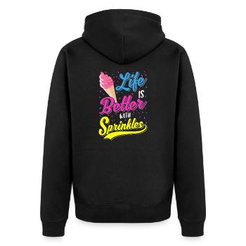 Life Is Better With Sprinkles Ein Sommer Eiscreme - Unisex Premium Bio Zip Hoodie - Schwarz - Hinten - Nico (187cm)