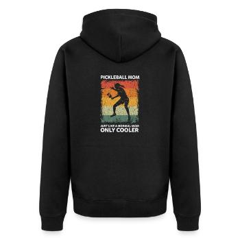 Pickleball Mom Like A Normal Mom Only Cooler - Unisex Premium Bio Zip Hoodie - Schwarz - Hinten - Nico (187cm)