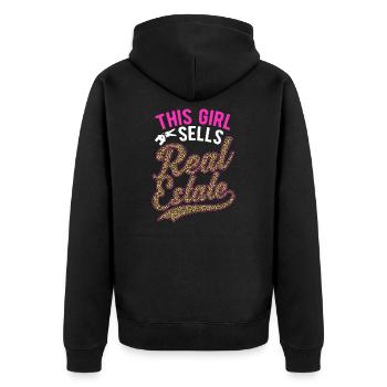 Courtier Maison Vente Agence Immobilière Filles - Veste à capuche bio Premium Unisexe - noir - Dos - Nico (187cm)