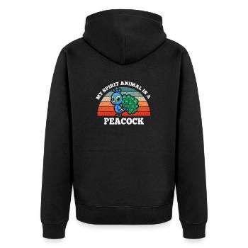 Oiseau paon Amoureux Mon Animal est un paon - Veste à capuche bio Premium Unisexe - noir - Dos - Nico (187cm)