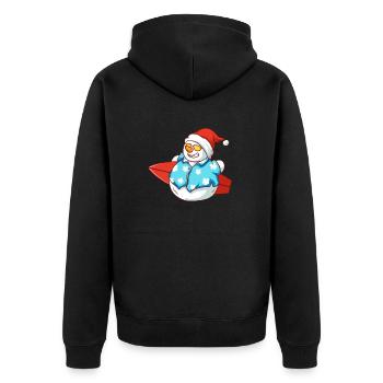 Christmas In July Funny Snowman Summer Surfer - Unisex Premium Organic Zip Hoodie - black - Back - Nico (187cm)