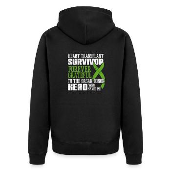Transplant Survivor Organ Surgery Heart Recipient - Unisex Premium Organic Zip Hoodie - black - Back - Nico (187cm)