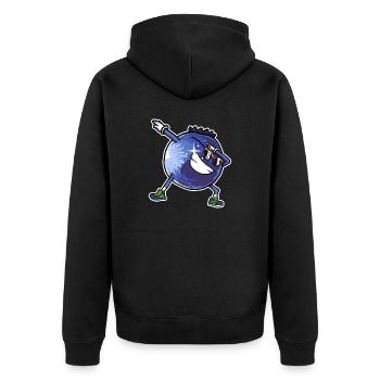 Dabbing Blueberry Früchte Blaubeere Heidelbeere - Unisex Premium Bio Zip Hoodie - Schwarz - Hinten - Nico (187cm)