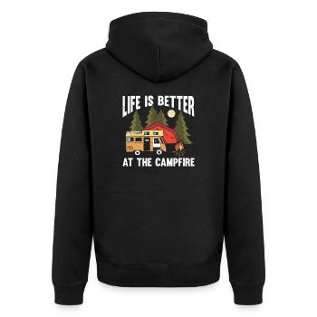 La vie est meilleure au campeur Campfire Camping Camper - Veste à capuche bio Premium Unisexe - noir - Dos - Nico (187cm)