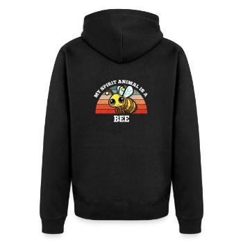 Retro Vintage My Spirit Animal Is A Bee - Unisex Premium Organic Zip Hoodie - black - Back - Nico (187cm)