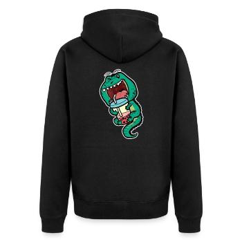 T-Rex Bubble Tea Dino Fan Thé glacé Dinosaure - Veste à capuche bio Premium Unisexe - noir - Dos - Nico (187cm)