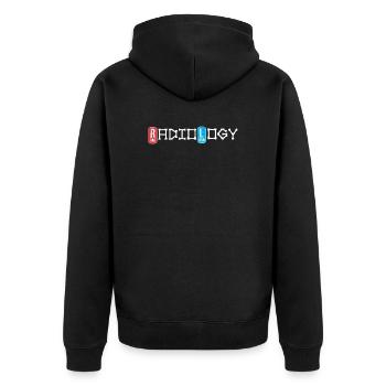 Radiologist Spruch Krankenhaus Artzhelfer Röntgen - Unisex Premium Bio Zip Hoodie - Schwarz - Hinten - Nico (187cm)