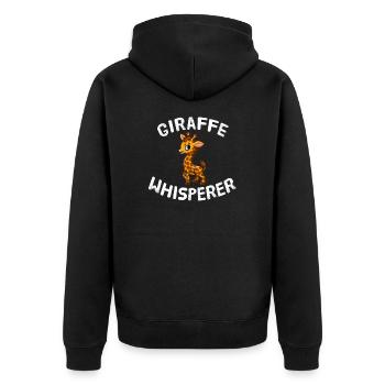 Funny Giraffe Lover Giraffe Whisperer - Unisex Premium Organic Zip Hoodie - black - Back - Nico (187cm)