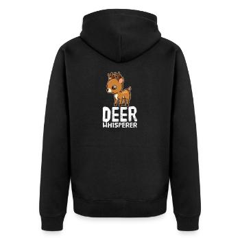 Deer Whisperer Hirsch Flüsterer Jagd Rehwild - Unisex Premium Bio Zip Hoodie - Schwarz - Hinten - Nico (187cm)