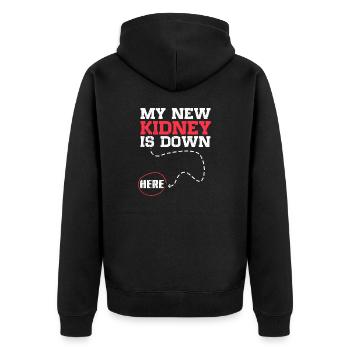 My New Kidney Is Down Here Funny Organ Recipient - Unisex Premium Organic Zip Hoodie - black - Back - Nico (187cm)