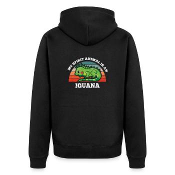 Retro Vintage My Spirit Animal Is An Iguana - Unisex Premium Organic Zip Hoodie - black - Back - Nico (187cm)