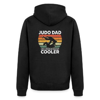 Retro Judo Dad Like A Regular Dad But Cooler - Unisex Premium Organic Zip Hoodie - black - Back - Nico (187cm)