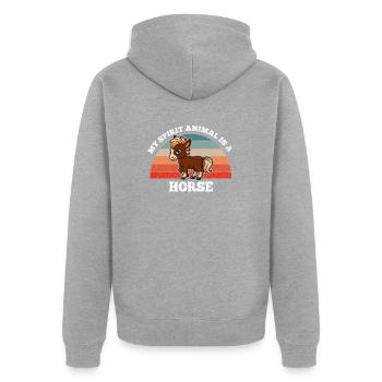 Sports équestres Mon animal est un cheval - Veste à capuche bio Premium Unisexe - gris chiné - Dos - Nico (187cm)