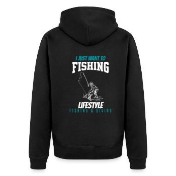 Fishing Lifestyle - Veste à capuche bio Premium Unisexe - noir - Dos - Nico (187cm)