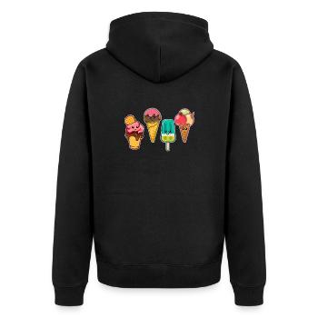 Kawaii Eiscreme Eis Wassereis Ice Cream Eisdiele - Unisex Premium Bio Zip Hoodie - Schwarz - Hinten - Nico (187cm)